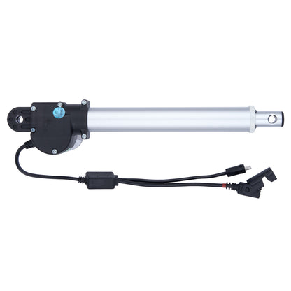 Linear actuator with wiring on a white background