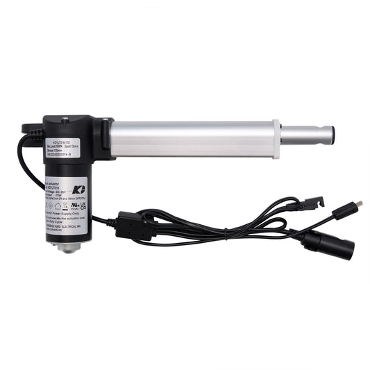 Linear actuator with wiring on a white background