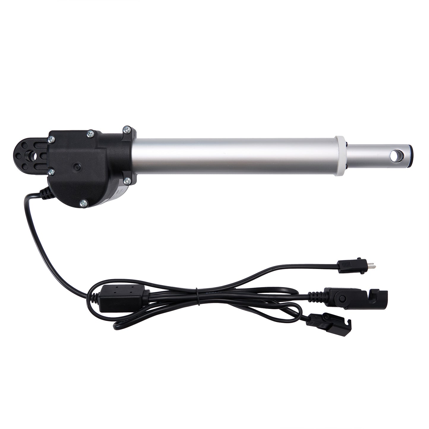 Linear actuator with wiring on a white background