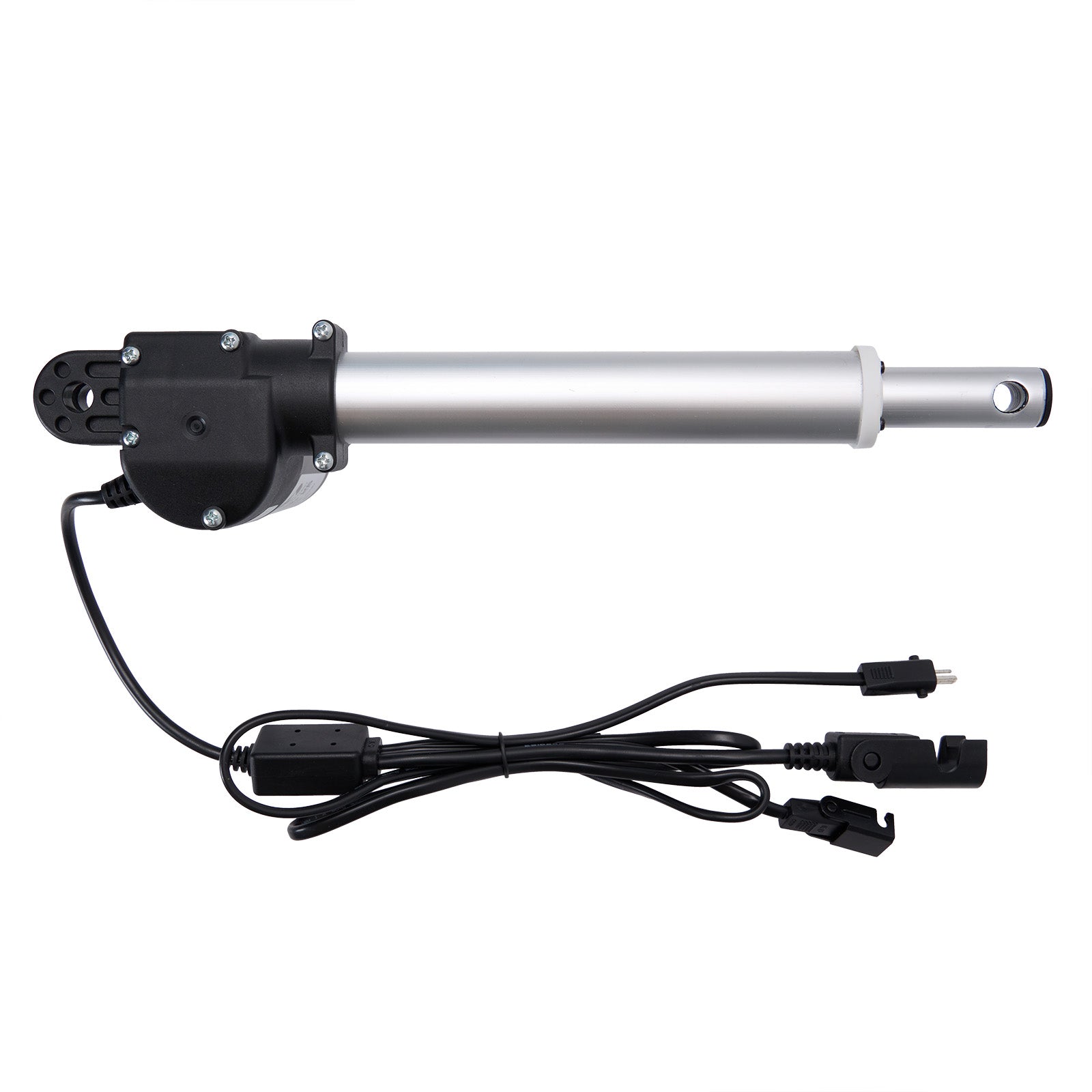 Linear actuator with wiring on a white background