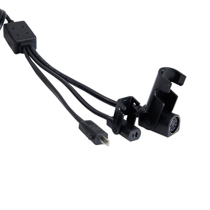 Black sensor with multiple cables on a white background