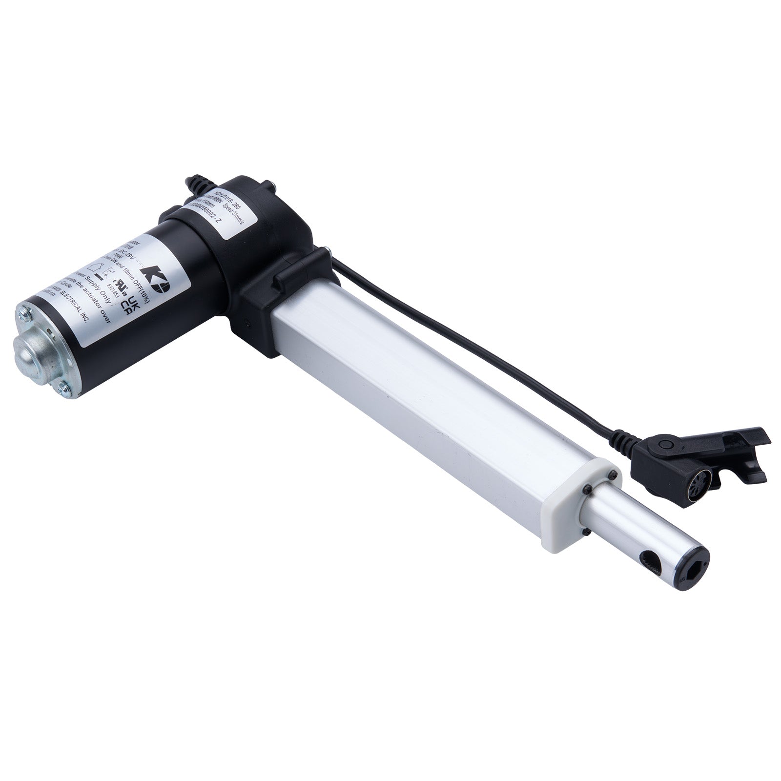 Linear actuator on a white background