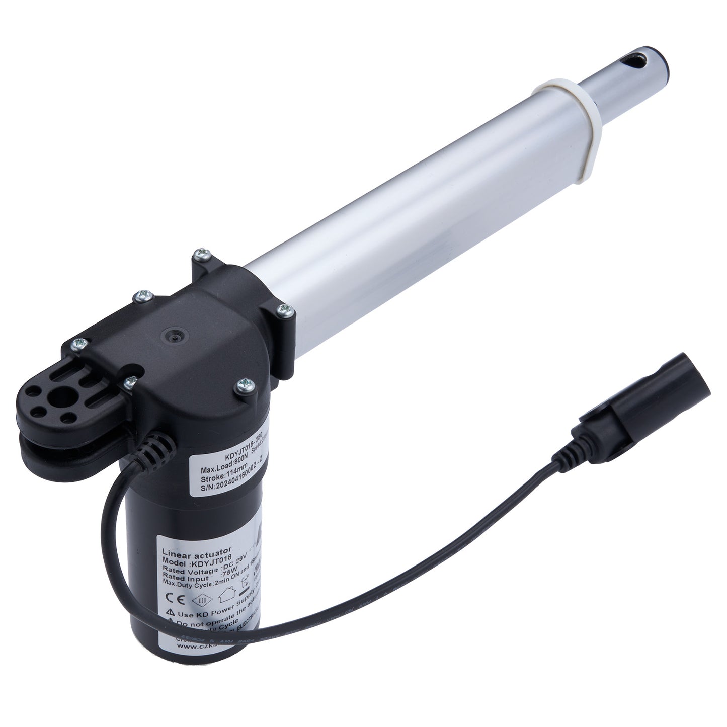 Electric actuator with a cable on a white background