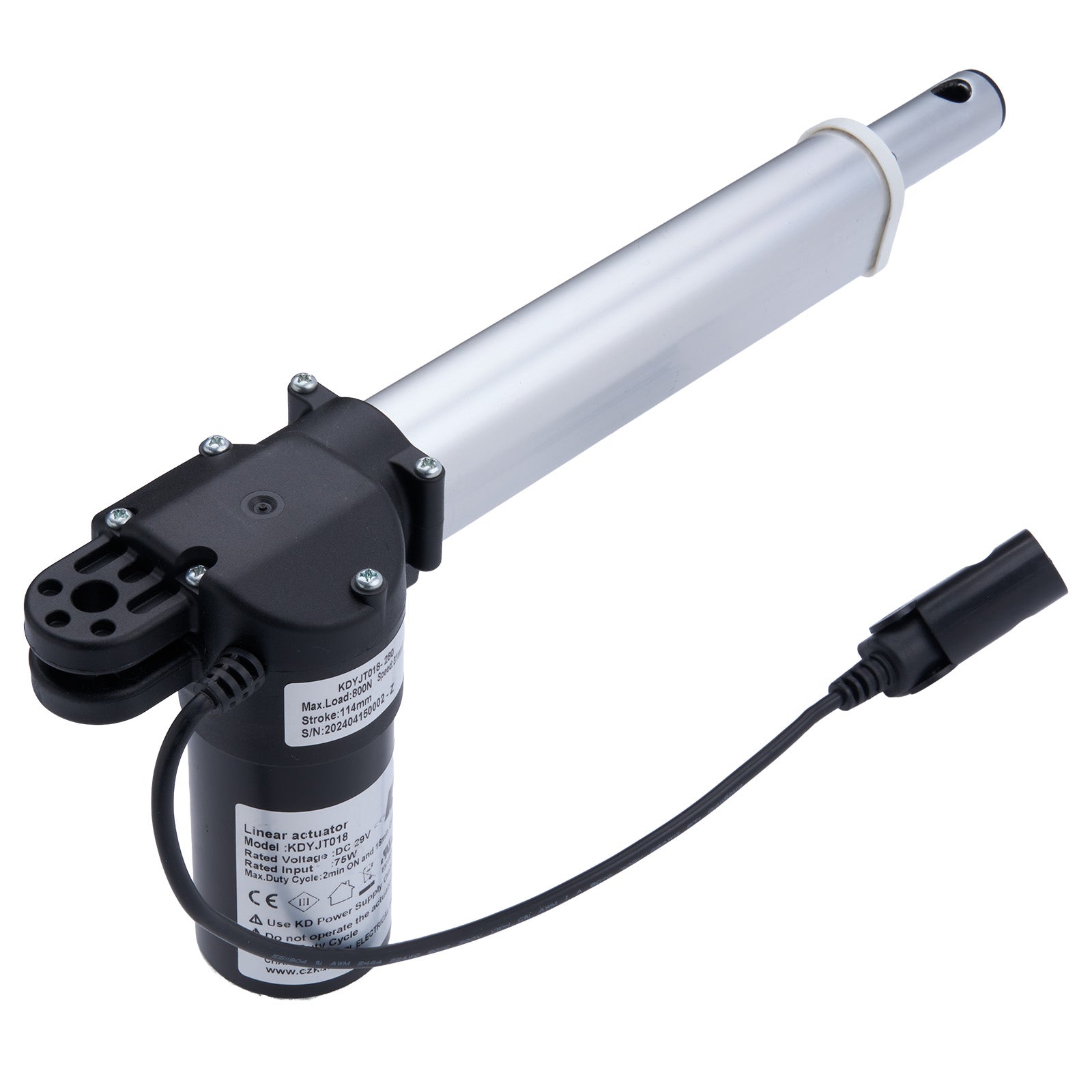 Electric actuator with a cable on a white background