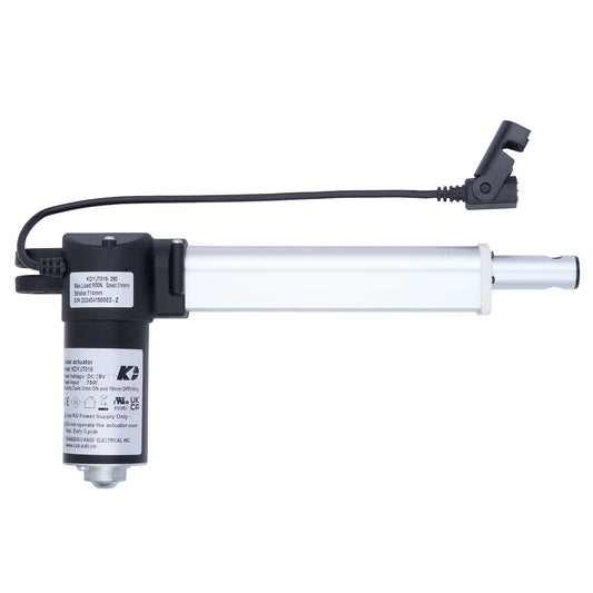 Linear actuator with cable on a white background