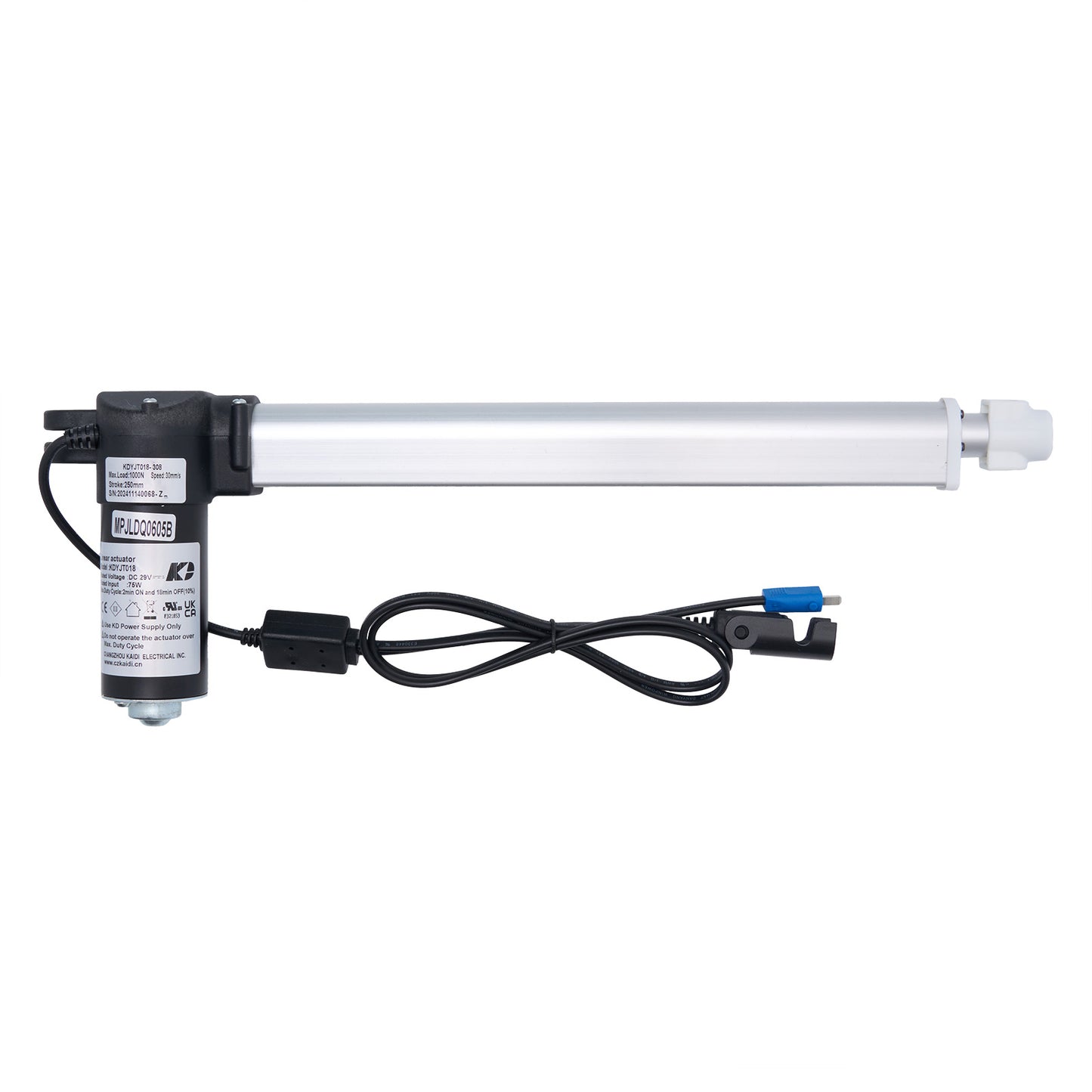 Tubular light fixture with power cord on a white background