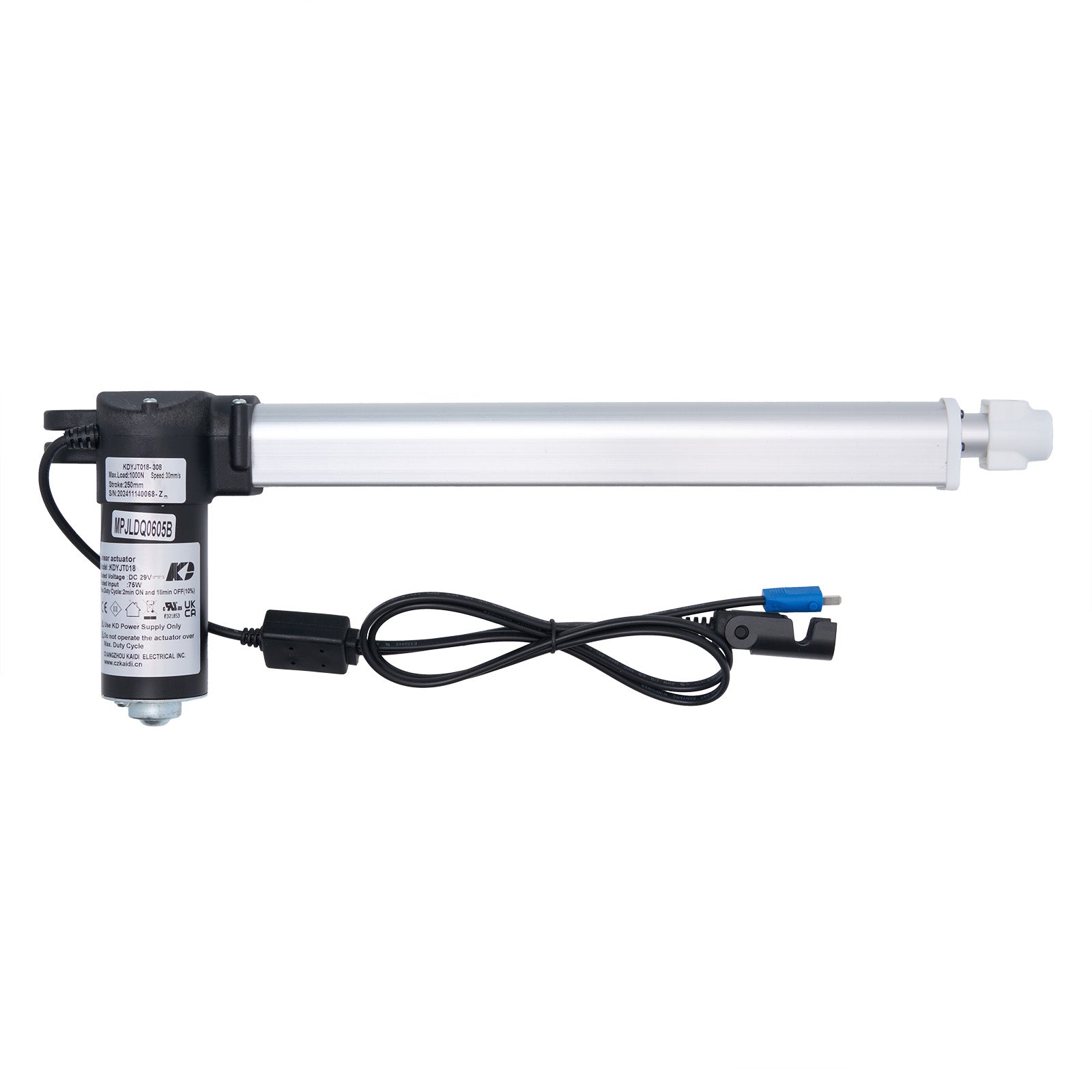 Tubular light fixture with power cord on a white background