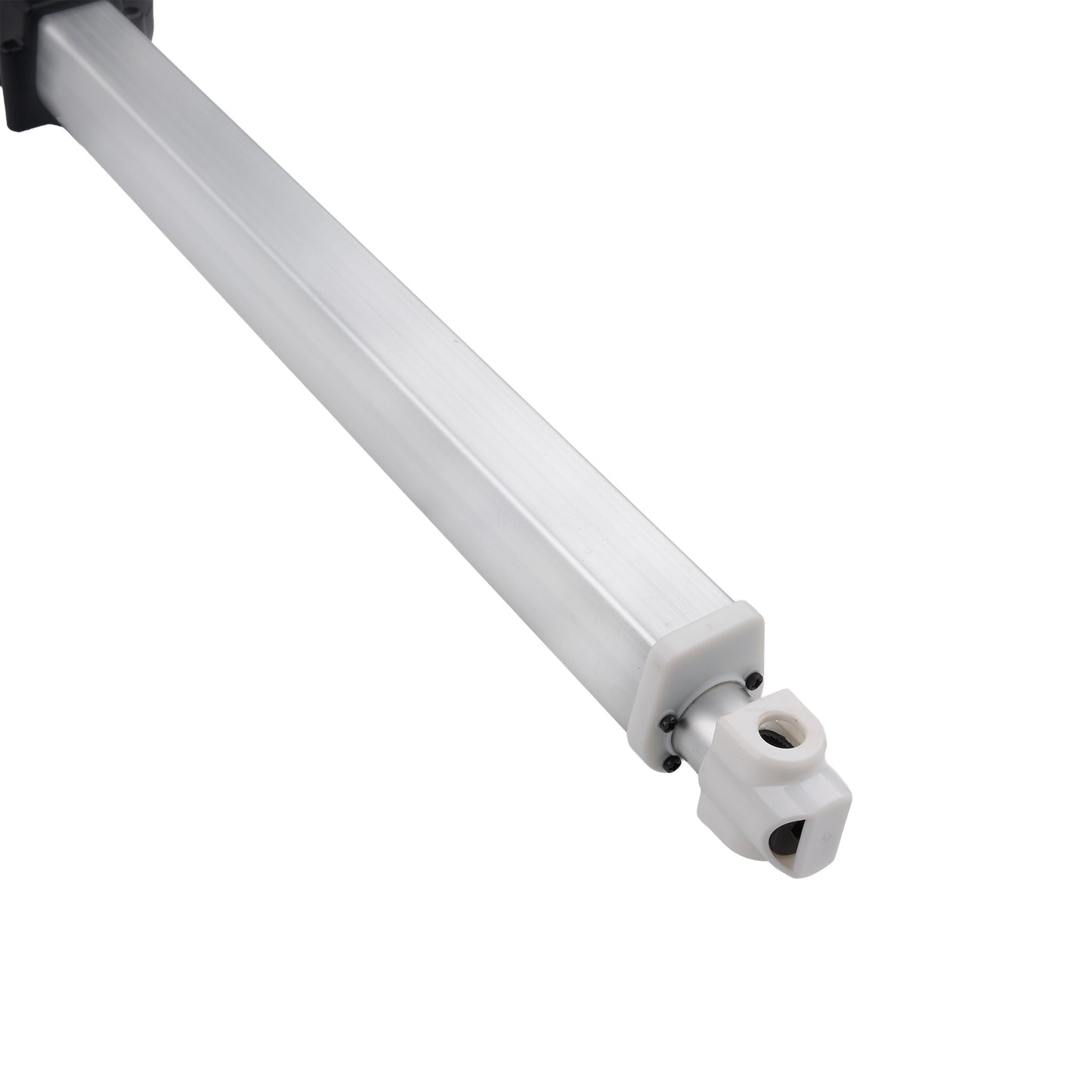 A close-up of a white plastic or metal mounting bracket or pole component on a plain white background.