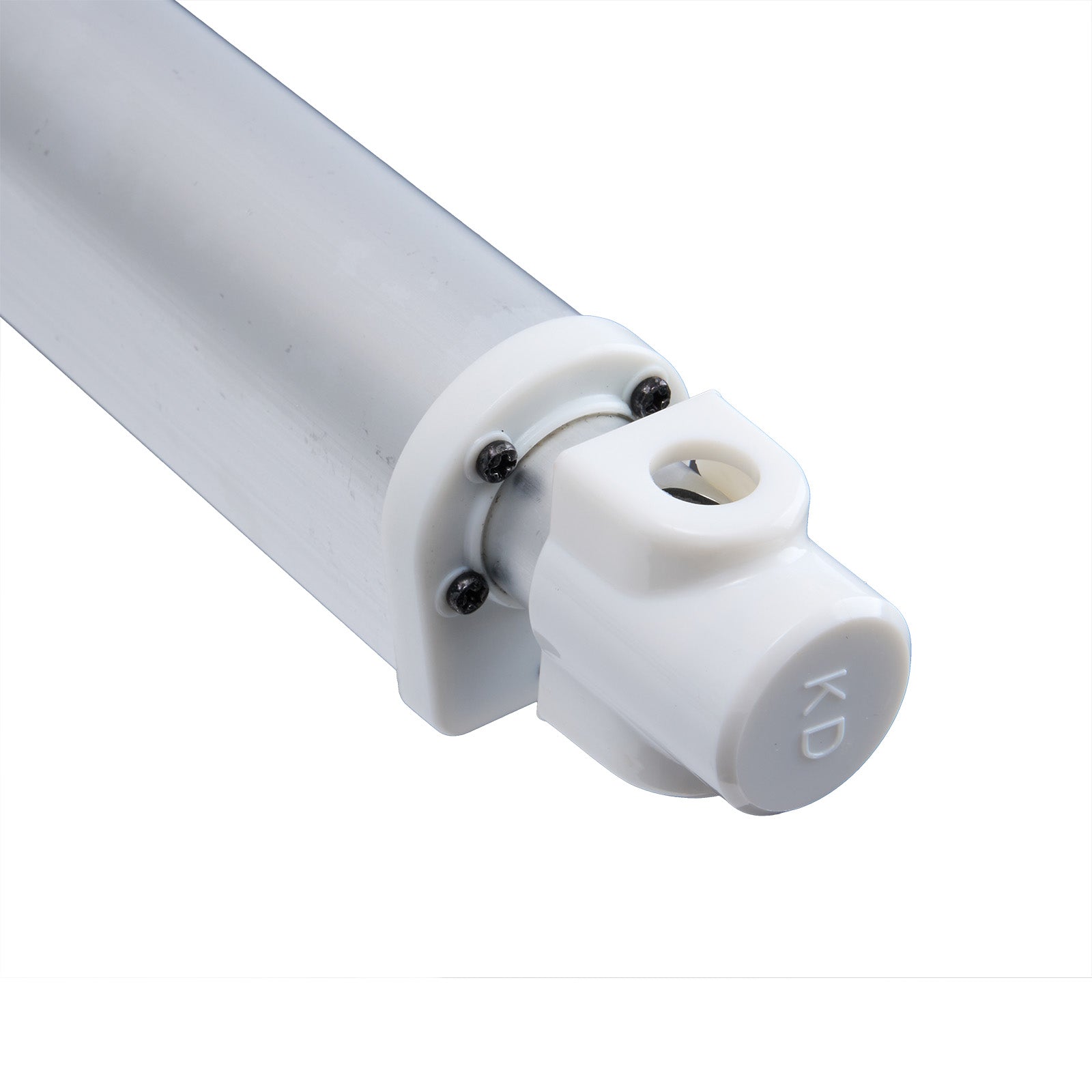 Close-up of a white LED light bulb on a white background