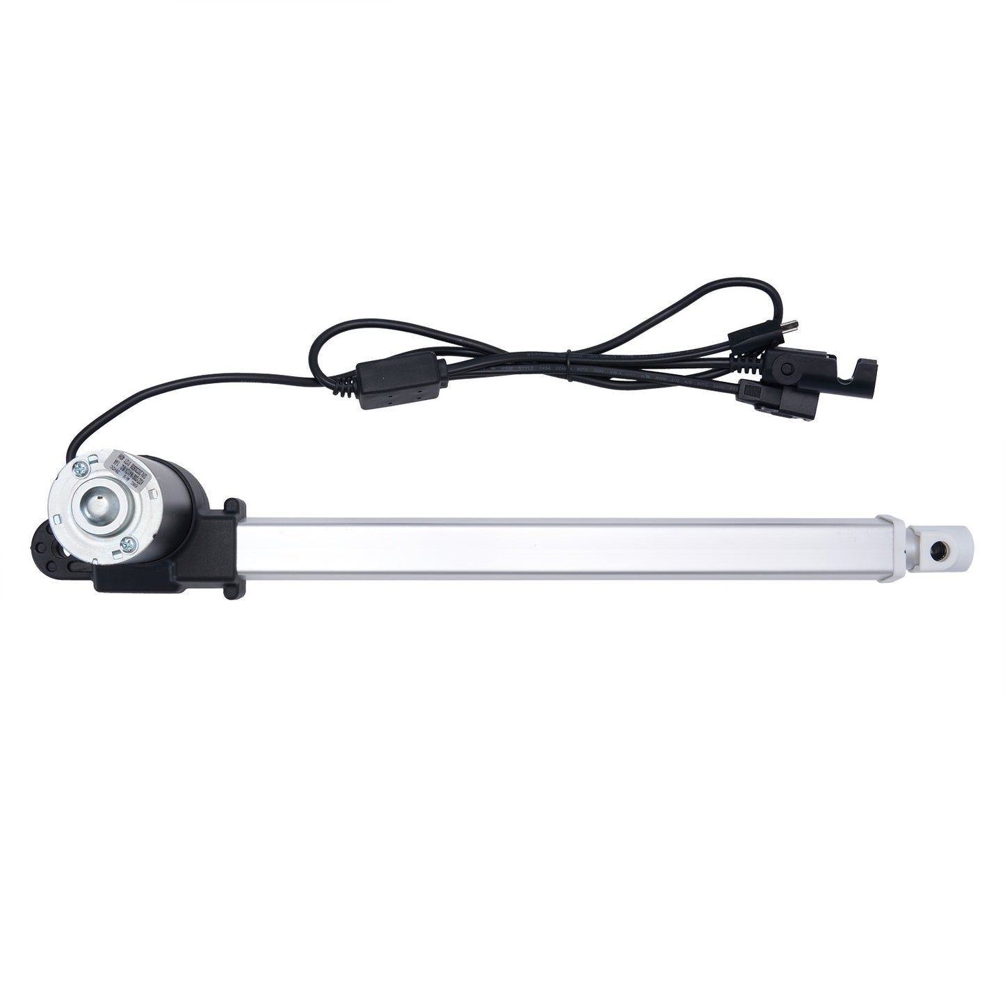 Mechanical arm with motor and cable on a white background