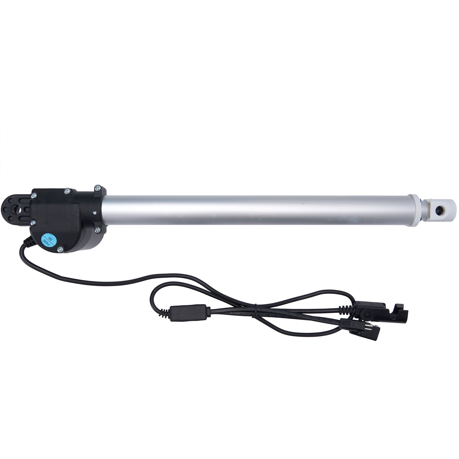 Linear actuator with power cable on a white background