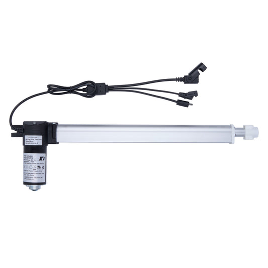 Linear actuator with wiring on a white background