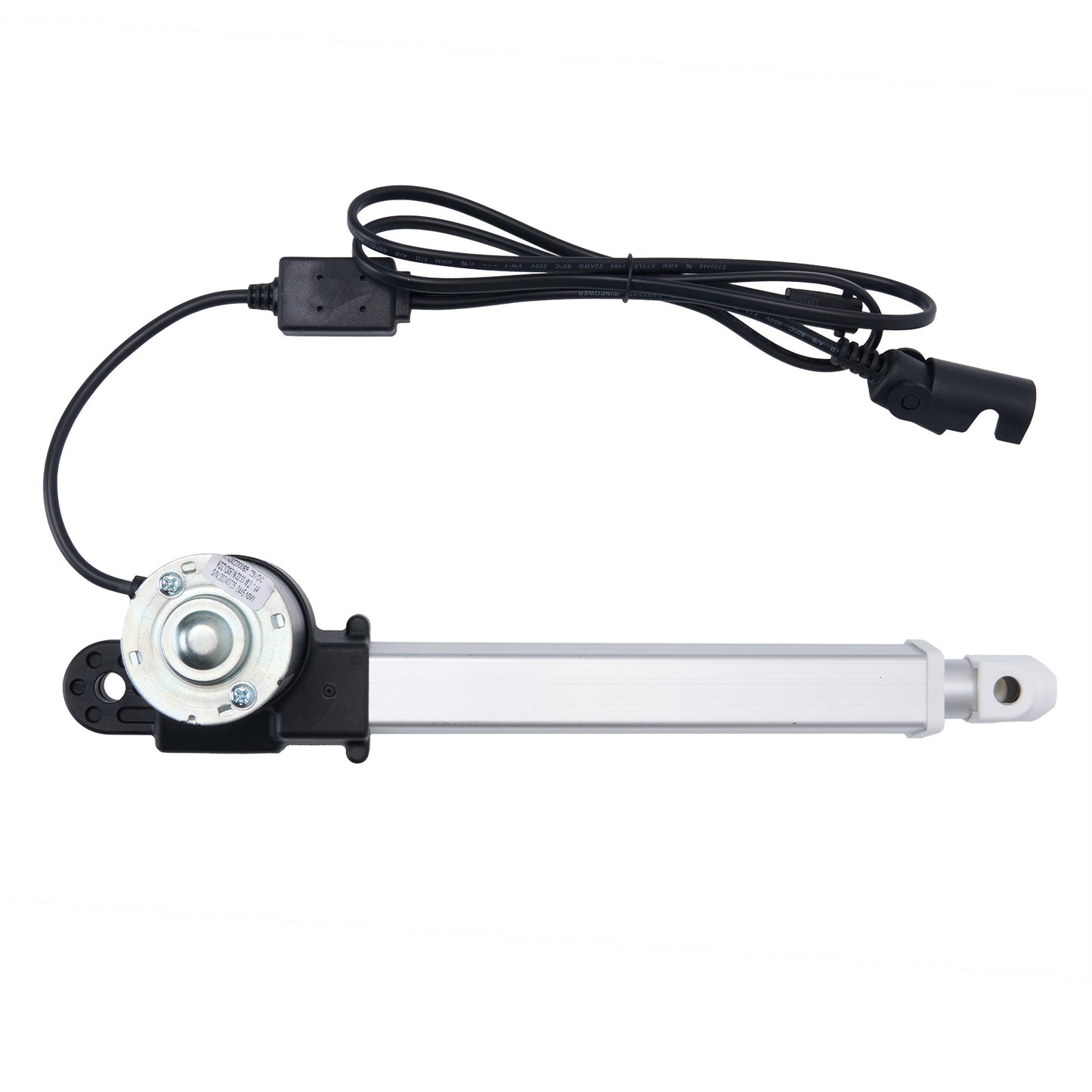 Motorized actuator with cables on a white background