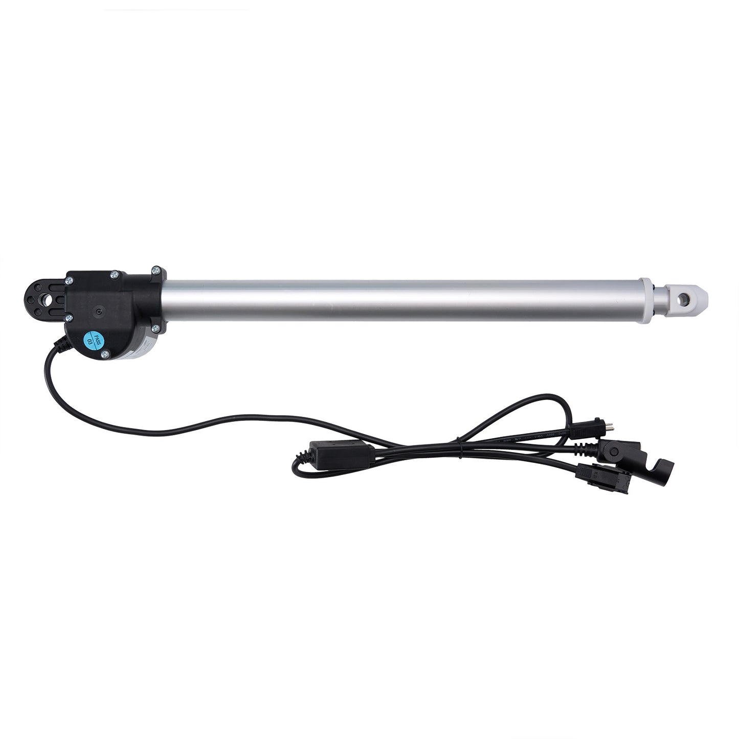 Linear actuator with wiring on a white background