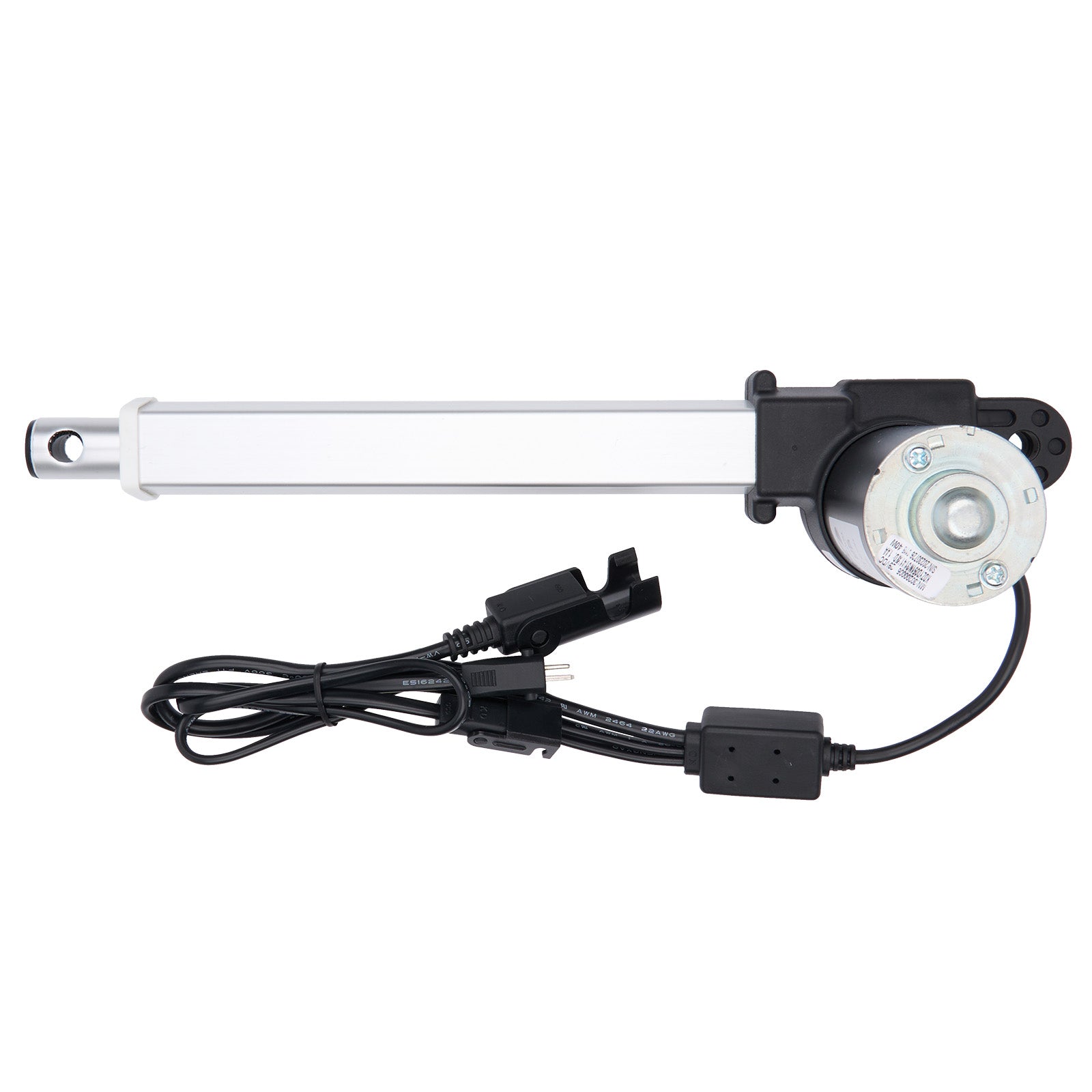 Mechanical linear actuator with cable on a white background