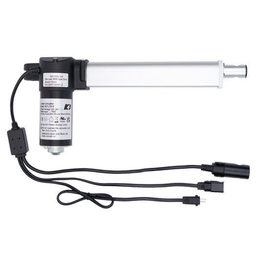 Electric actuator with wiring on a white background