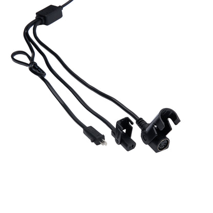 Black cable with connectors on a white background