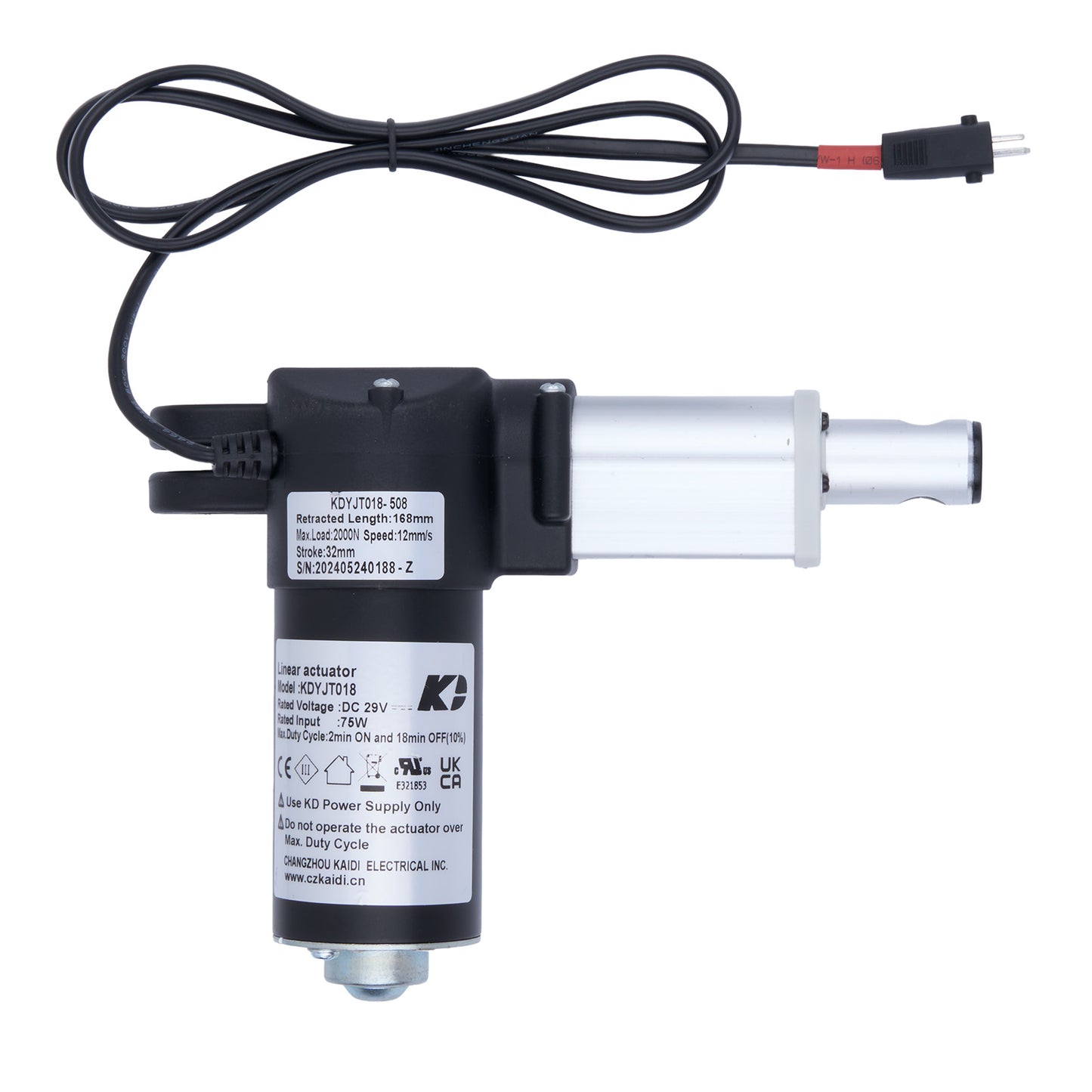 Electric actuator with wiring on a white background
