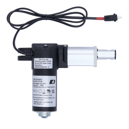 Electric actuator with wiring on a white background