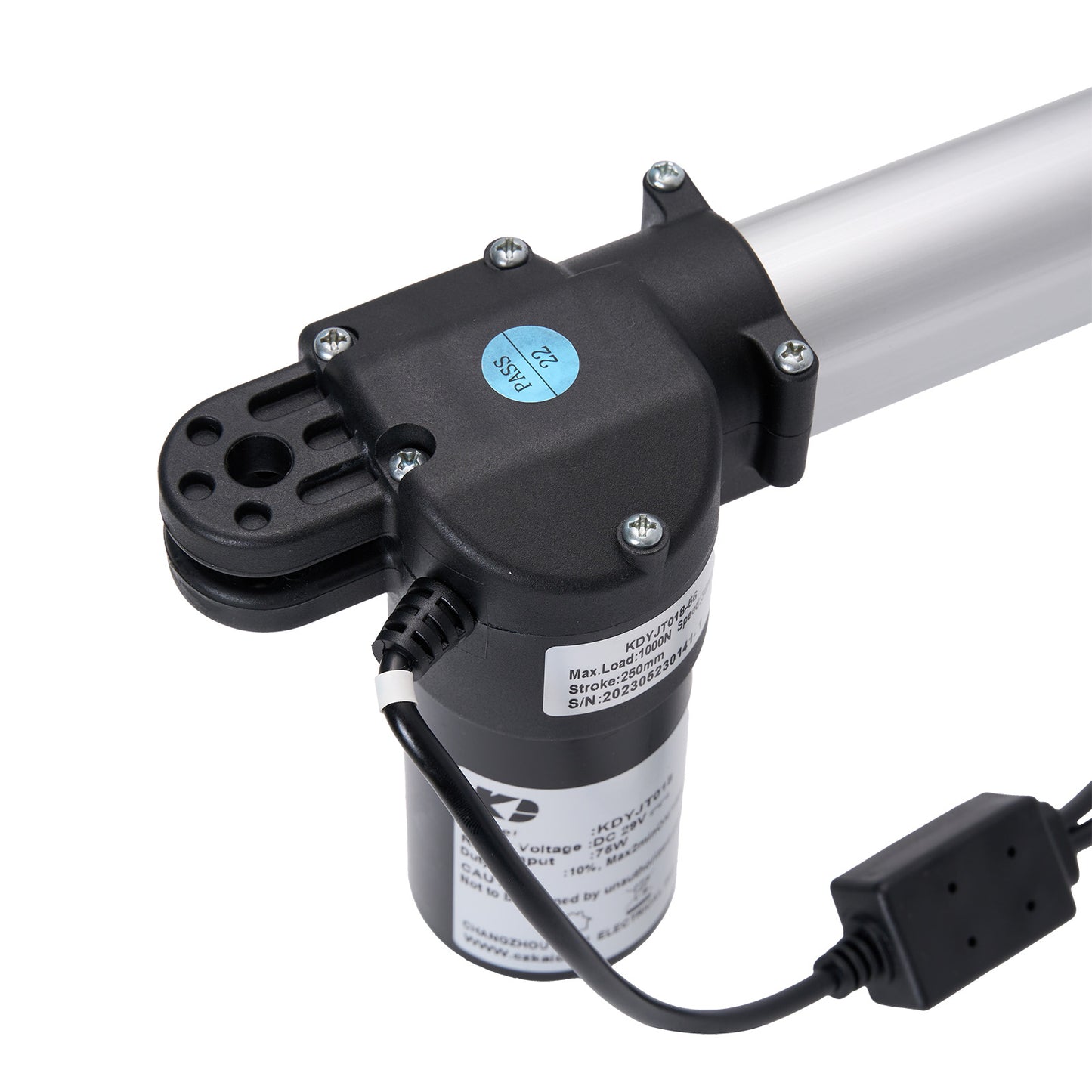 Electrical pump with black and gray components on a white background
