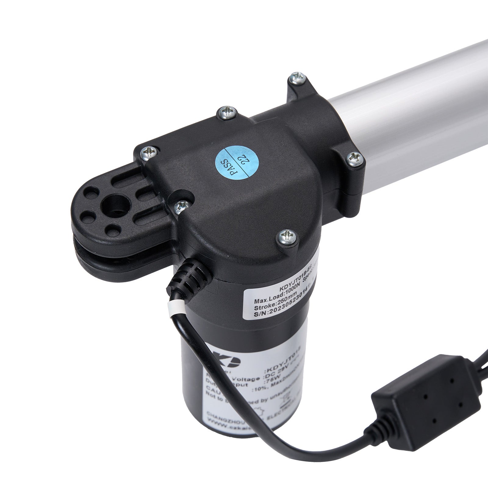 Electrical pump with black and gray components on a white background