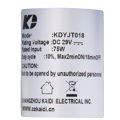 Label with technical specifications and branding on a white background