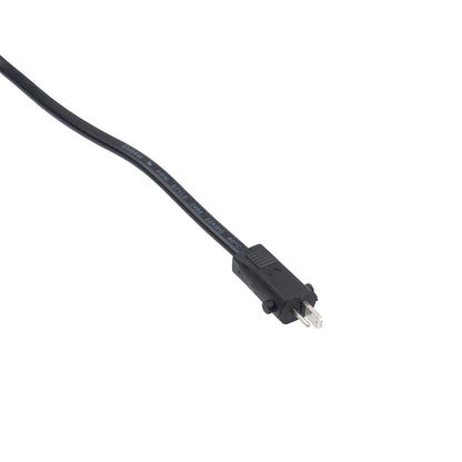 Black power cable with plug on a white background