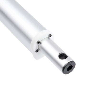 Metallic cylindrical component with threaded end on white background