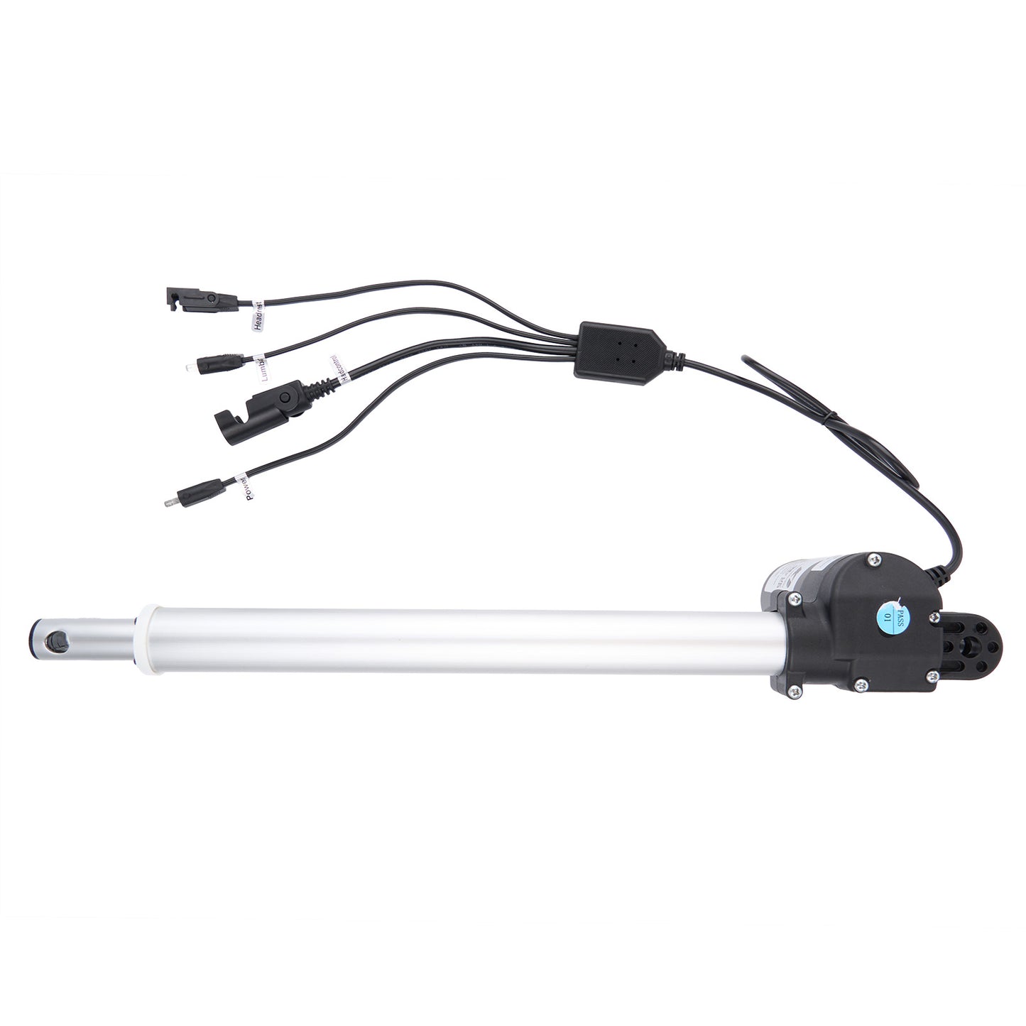 Electric actuator with wiring on a white background