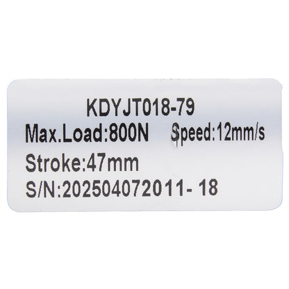 Technical label with specifications on a white background