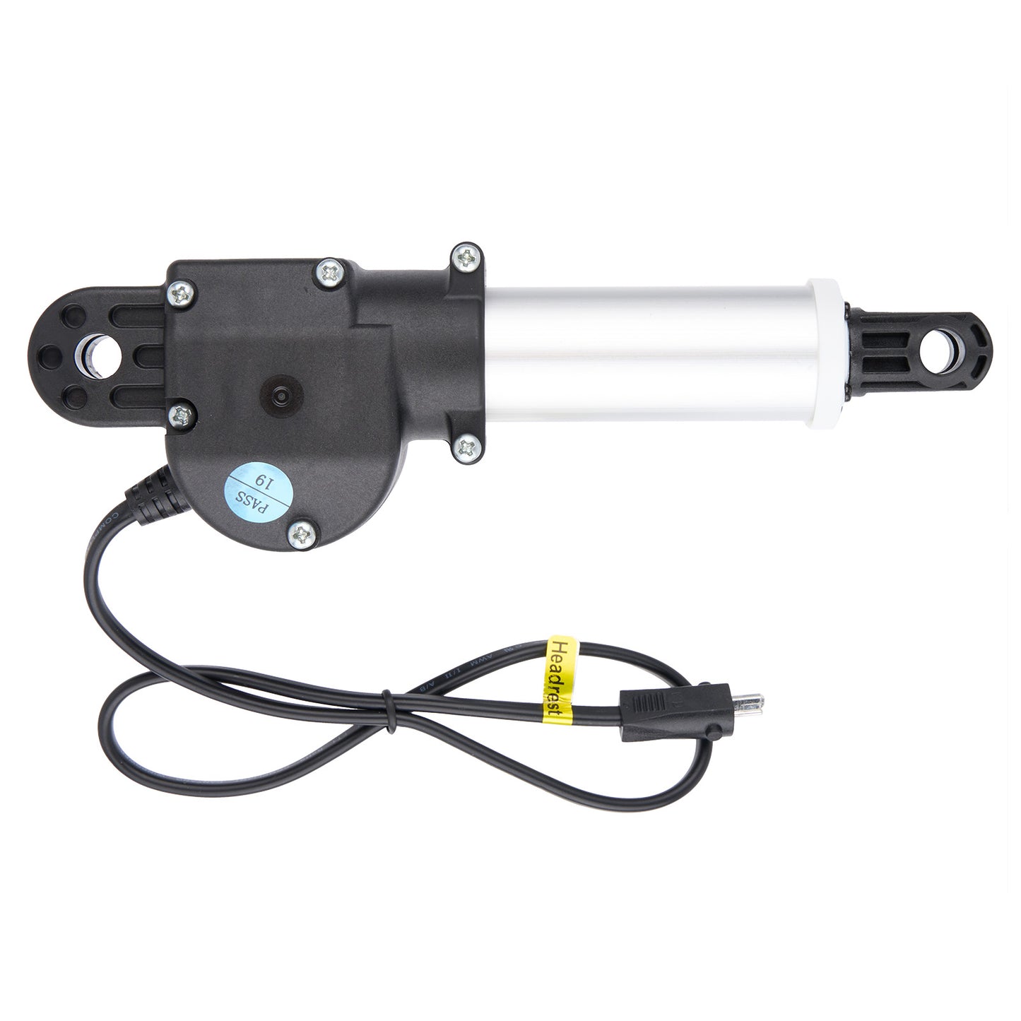 Mechanical arm with motor and cable on a white background