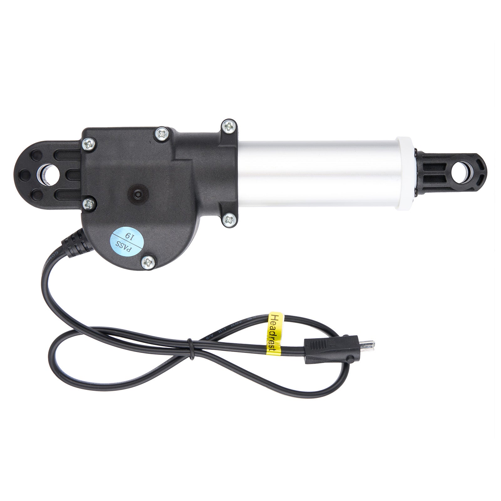 Mechanical arm with motor and cable on a white background