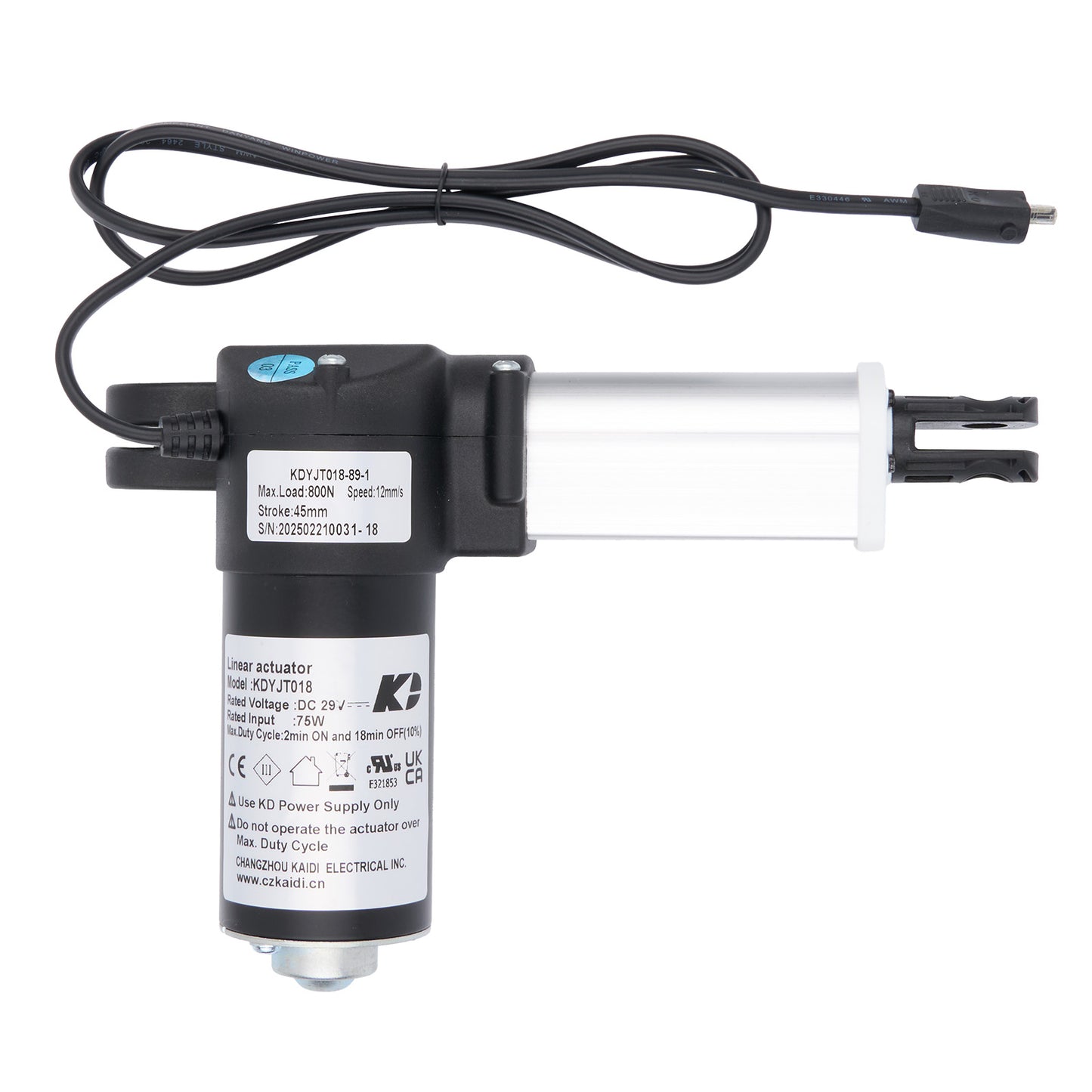 Electromagnetic valve with cable on a white background