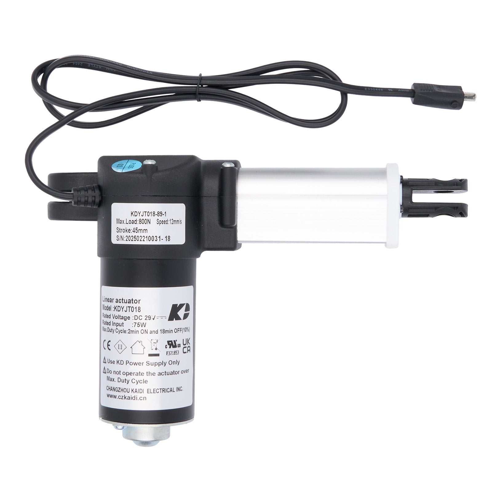 Electromagnetic valve with cable on a white background