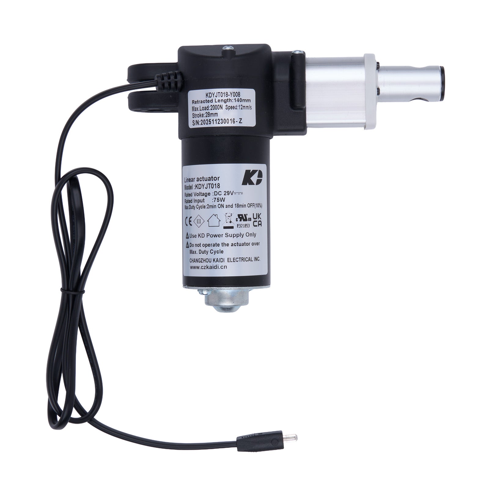 Electrical component with a cable on a white background