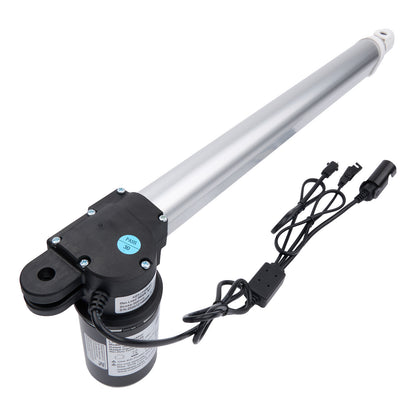 Electric actuator with a cylindrical motor and control cable on a white background