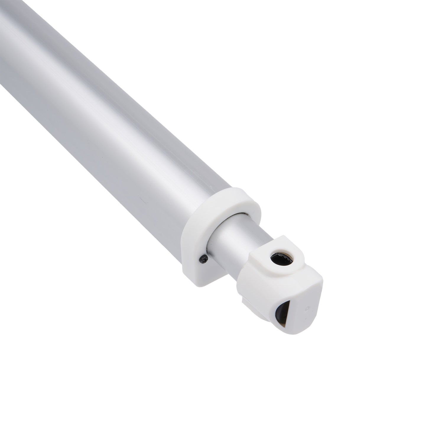 White metal rod with a cylindrical component on a white background
