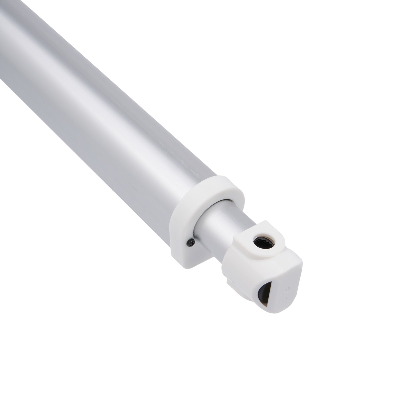 White metal rod with a cylindrical component on a white background