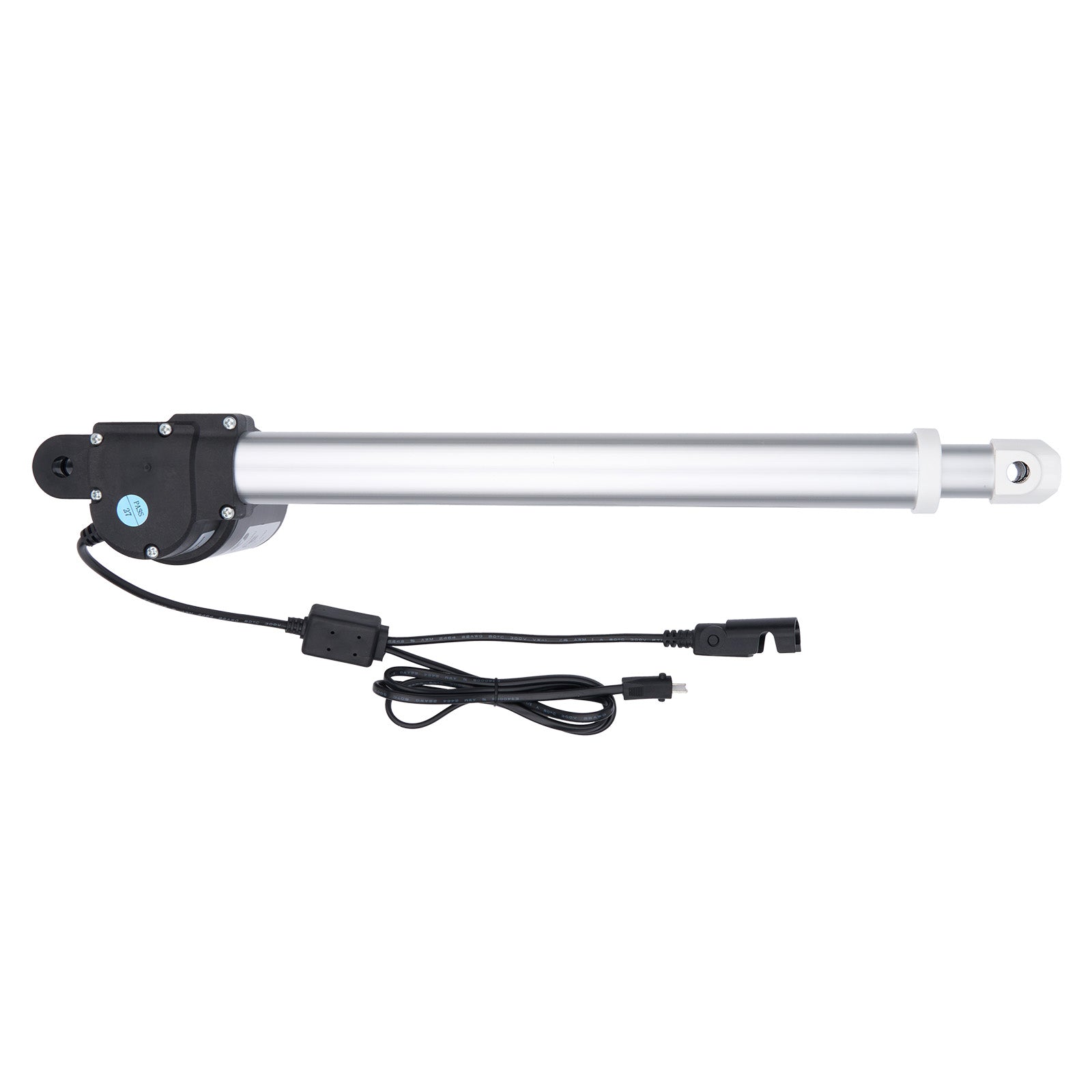 Linear actuator with power cable on a white background