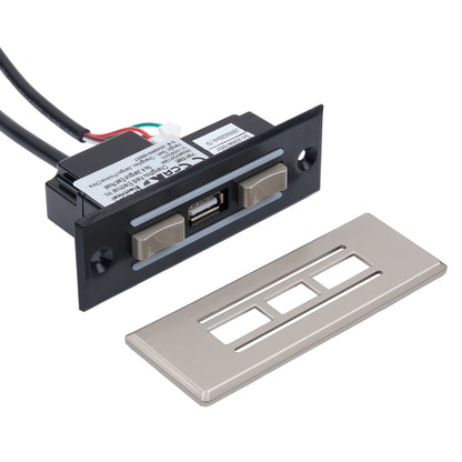 Electrical panel with wiring and cover plate on a white background