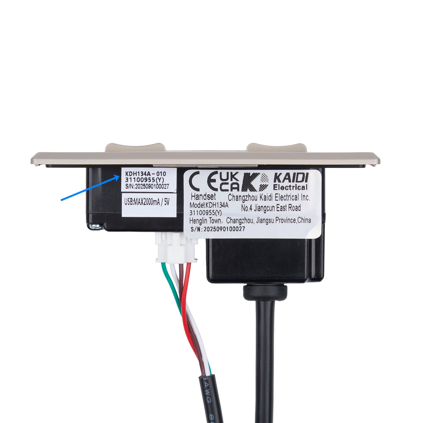 Electrical component with Kaidi branding on a white background