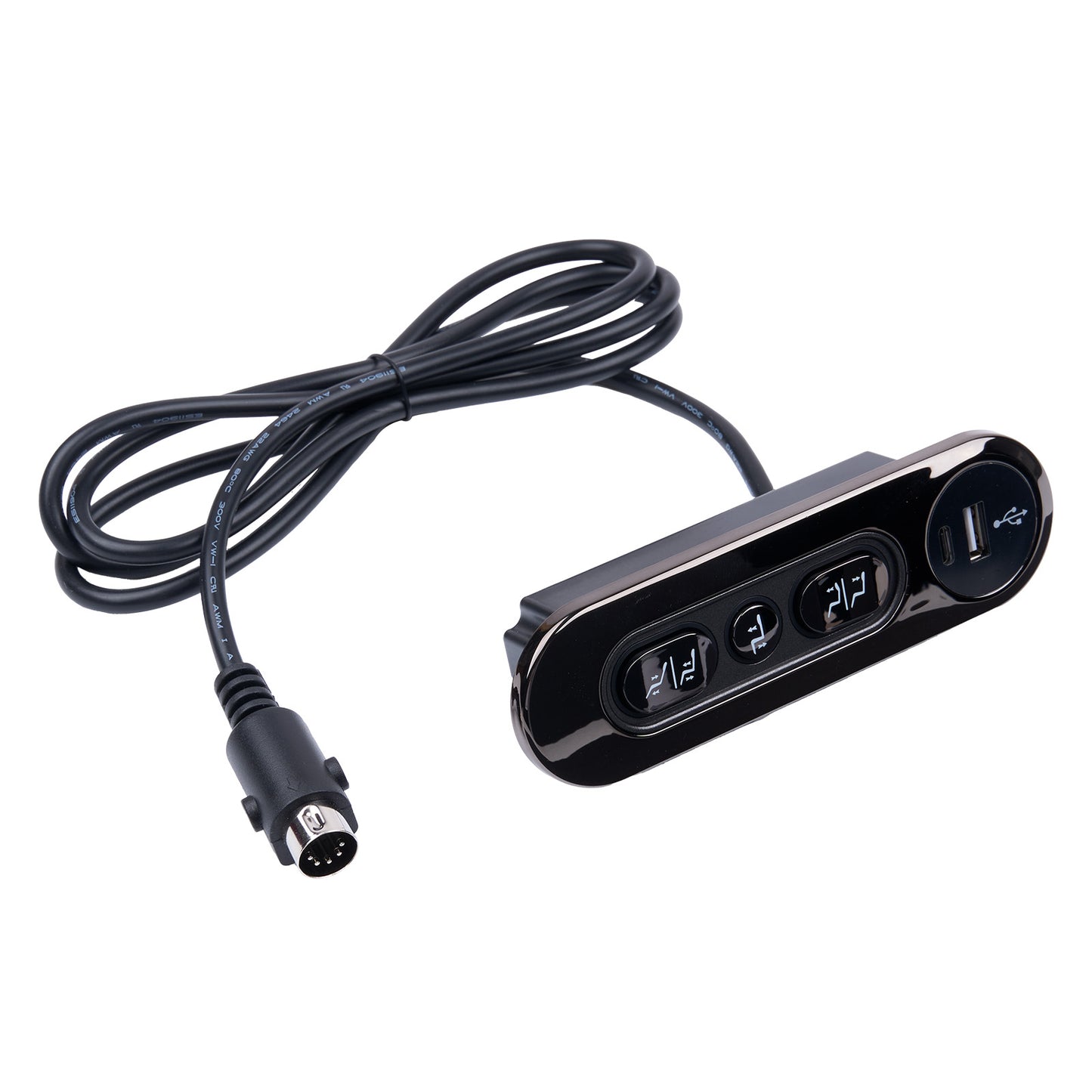 Car charger with multiple ports on a white background