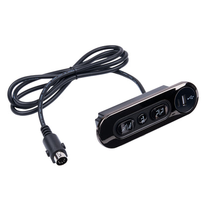 Car charger with multiple ports on a white background