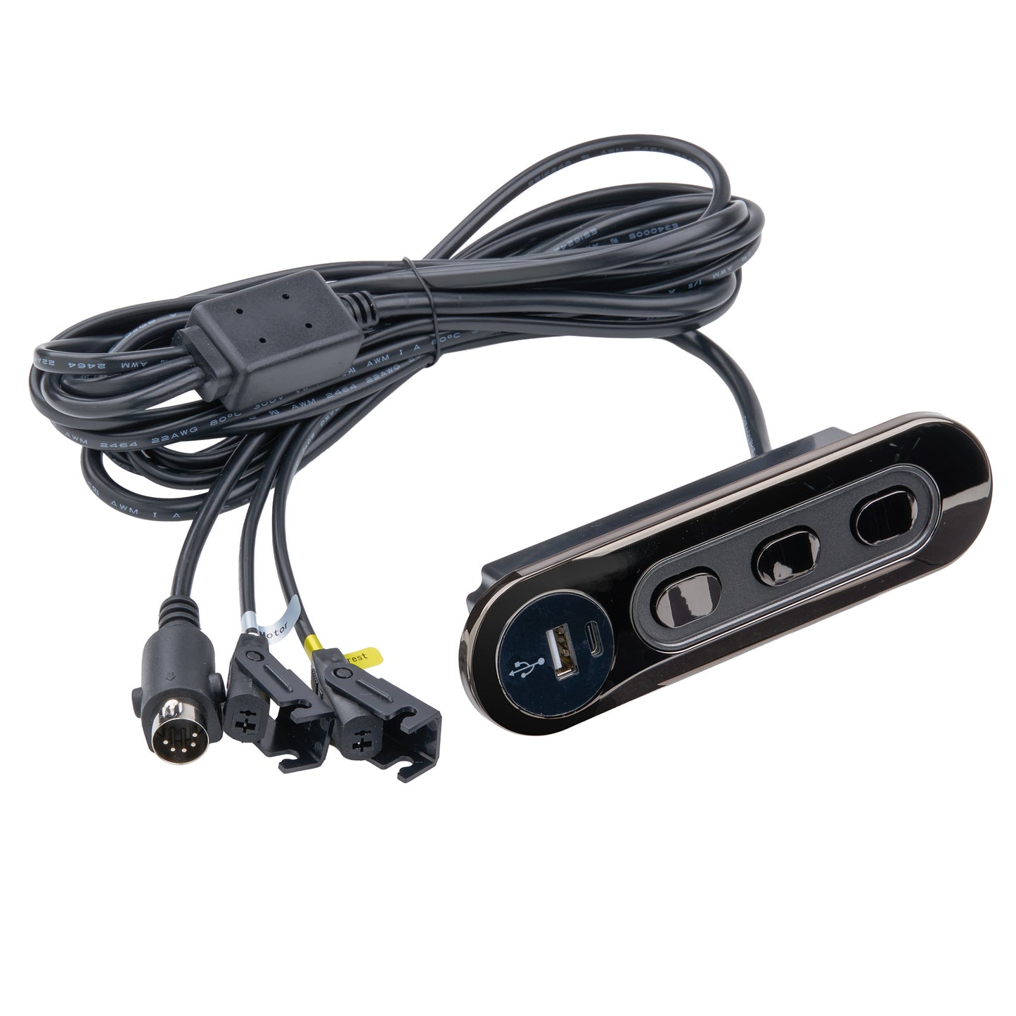 Kaidi KDH249G-007 6-Button Recliner Switch with 3 Connectors and USB-A & USB-C Charging Ports