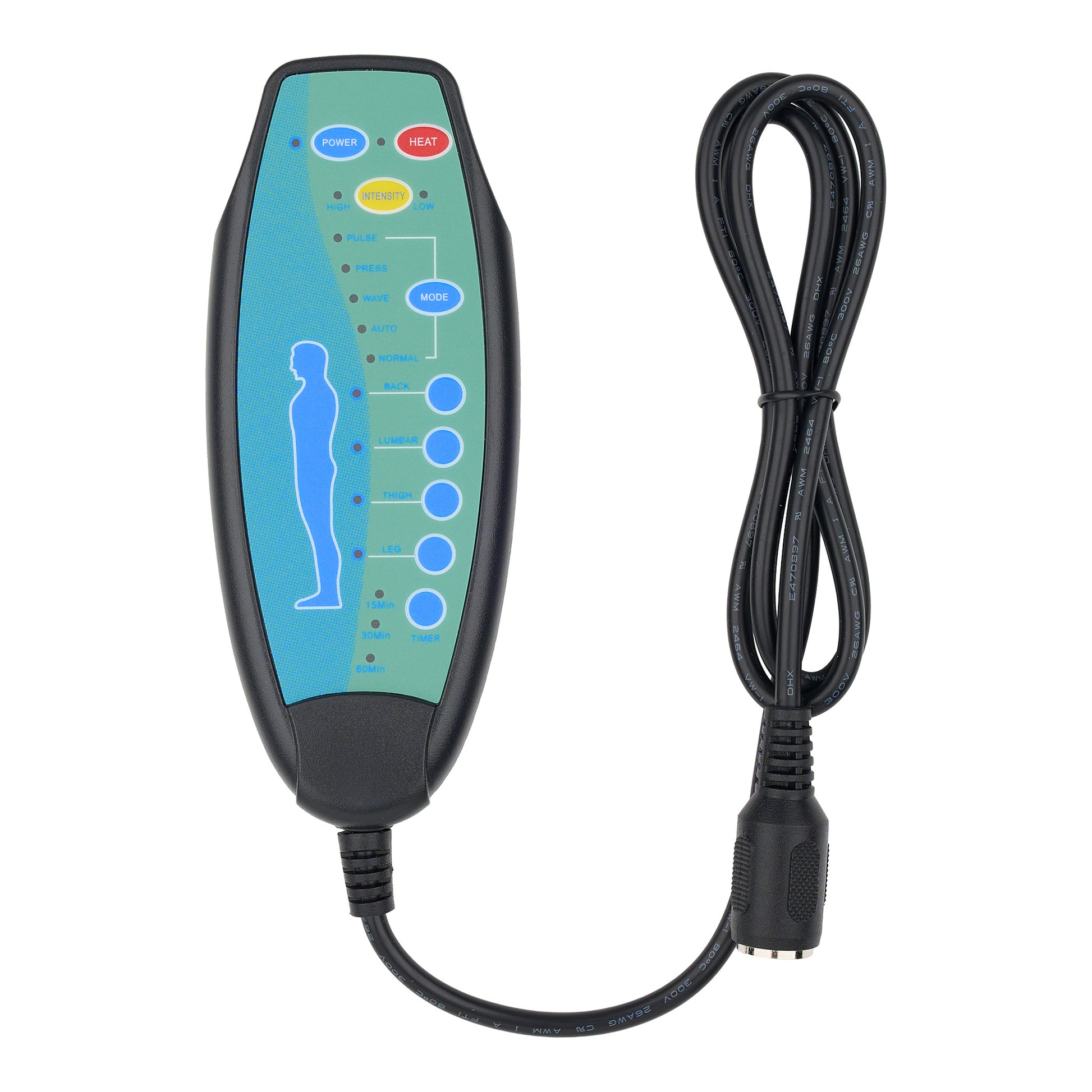 Electronic device with a display and cable on a white background