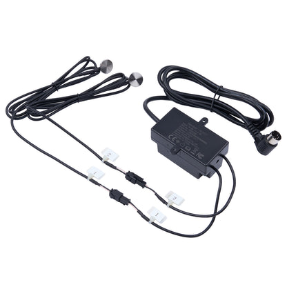 Power adapter with multiple cables on a white background