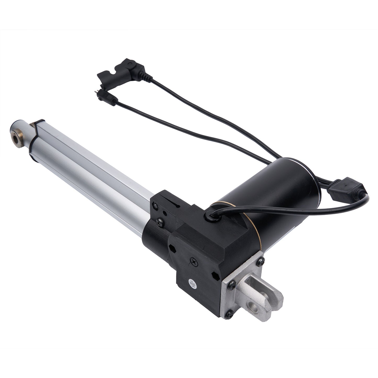 Mechanical actuator with cylindrical component and wiring on a white background
