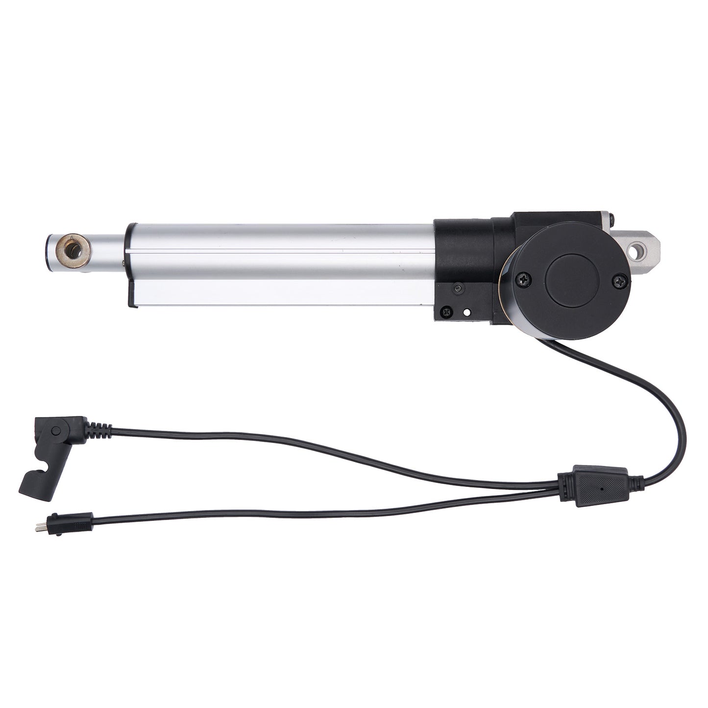 Linear actuator with wiring on a white background
