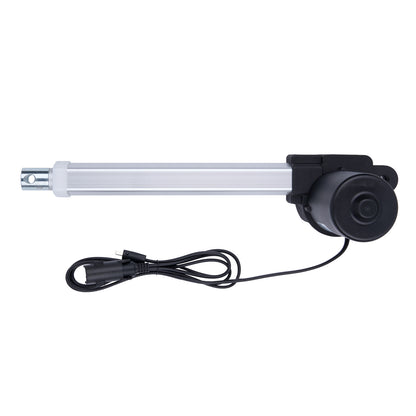 Tubular electronic device with a black control knob on a white background