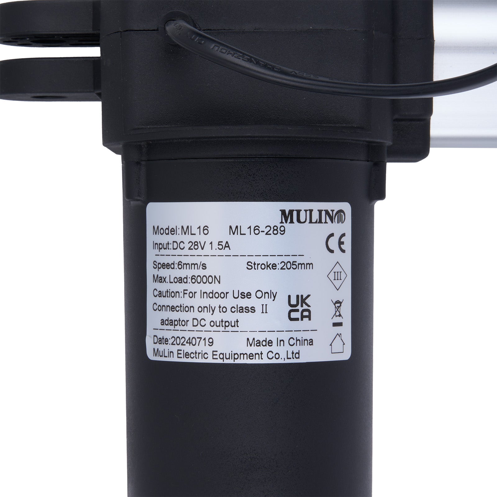 Black pump with Mulino label on a white background